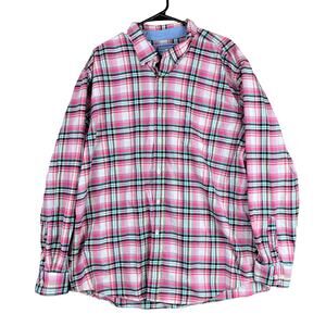 Saddlebred Mens Shirt Pink White Tartan Plaid VIntage Oxford Button Down XXL